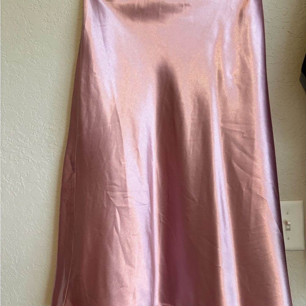 Hot Kiss Black & Pink Satin Midi Slip Skirt